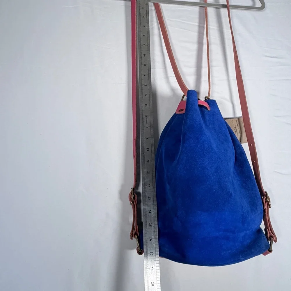 Rivet Leatherworks‎ Drawstring Convertible Backpack Cobalt Blue Pink Suede Boho